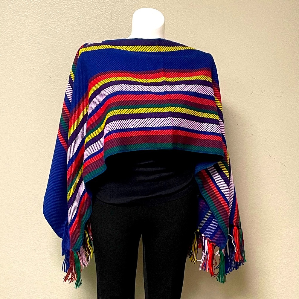 Vintage Acrylic Plaid Poncho (Made in JAPAN)